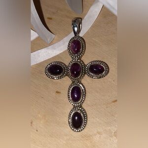 SOLD!  Elegant 925 Sterling Silver and Amethyst Cross Pendant